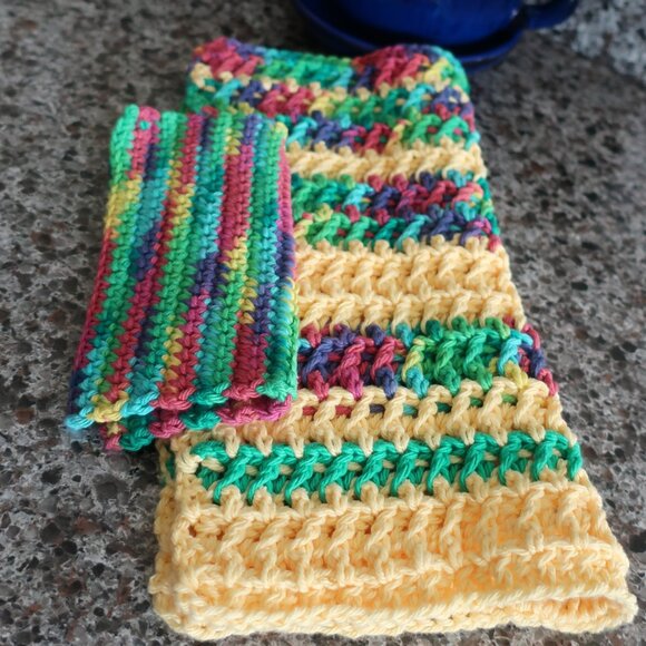 Multicolored Crochet Dish Drying Mats 100% Cotton Kitchen - Picture 11 of 15
